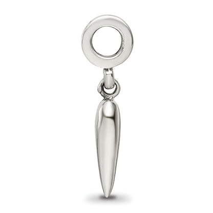 Italian Horn Dangle Pendant Sterling Silver