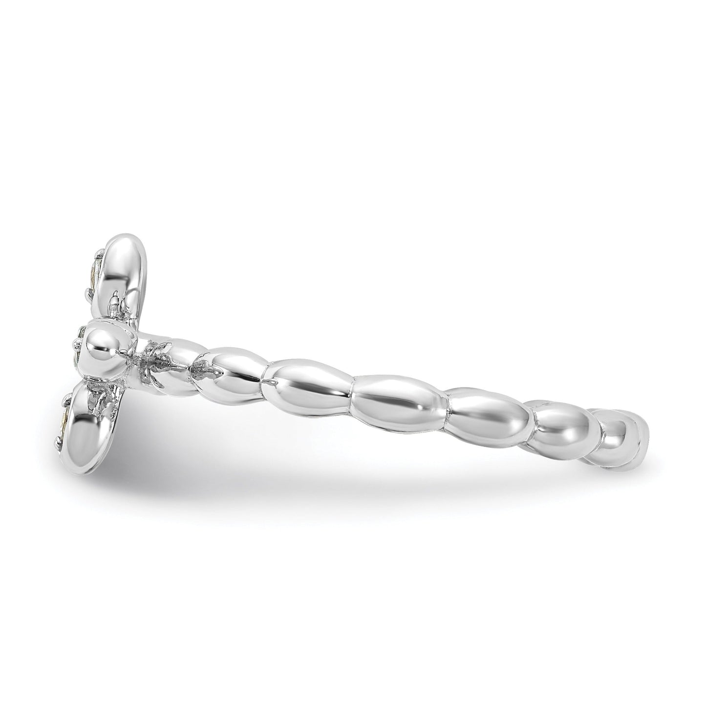 Silver Stackable Natural Aquamarine Cross Ring