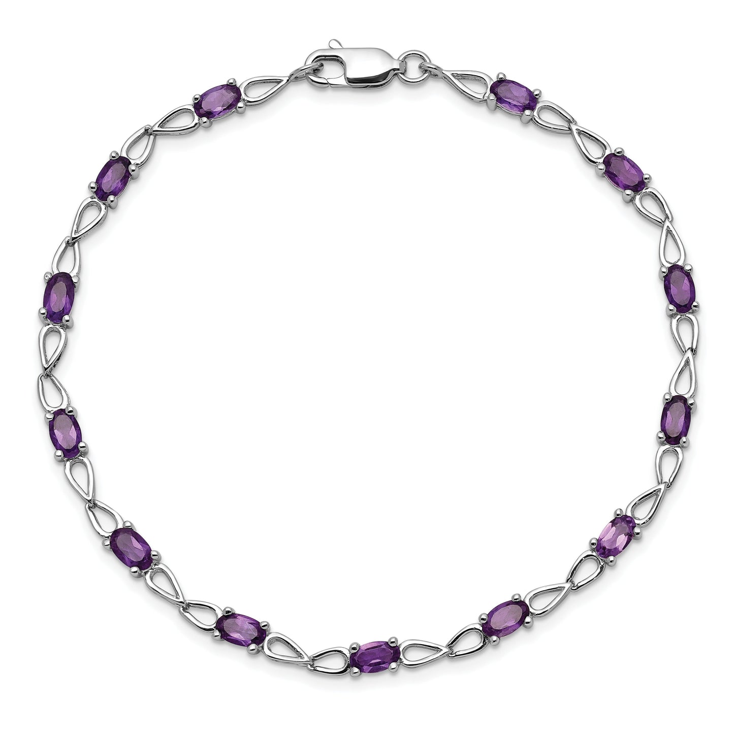 2.73 Ct Oval Purple Amethyst Prong Sterling Silver Infinity Link Bracelet