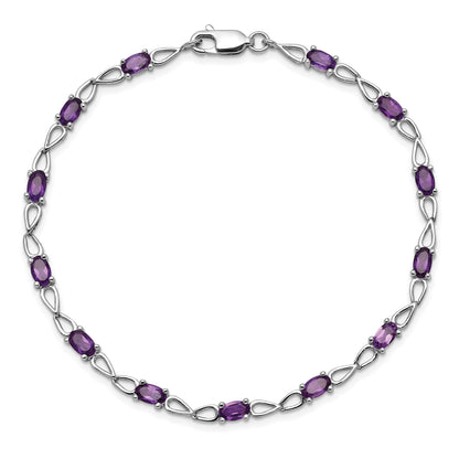 2.73 Ct Oval Purple Amethyst Prong Sterling Silver Infinity Link Bracelet