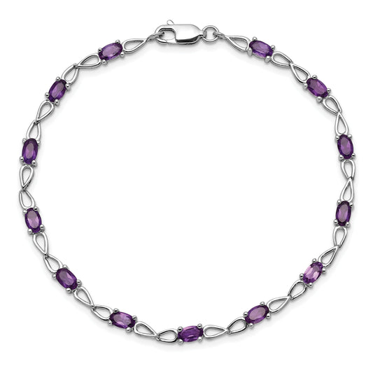 2.73 Ct Oval Purple Amethyst Prong Sterling Silver Infinity Link Bracelet