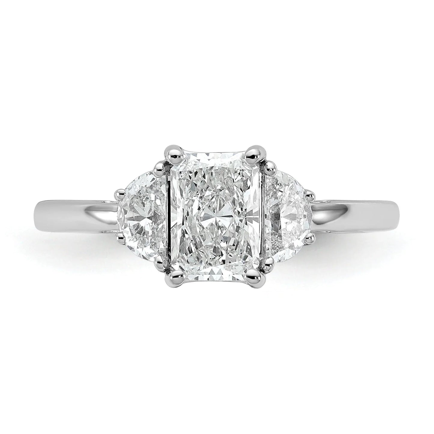 14K White Gold Lab Diamond 3 Stone Semi Mount Engagement Ring