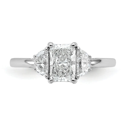 14K White Gold Lab Diamond 3 Stone Semi Mount Engagement Ring