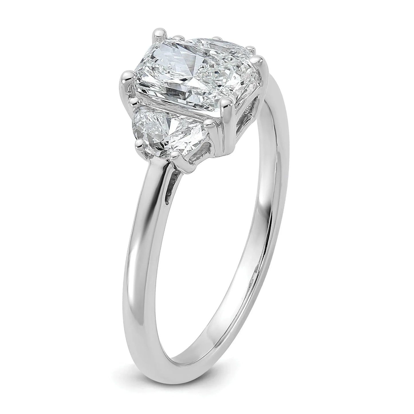 14K White Gold Lab Diamond 3 Stone Semi Mount Engagement Ring