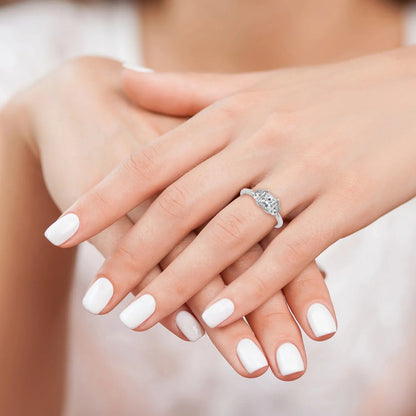 Lab Grown Diamond Princess and Half-moon 3-Stone Bridal Ring