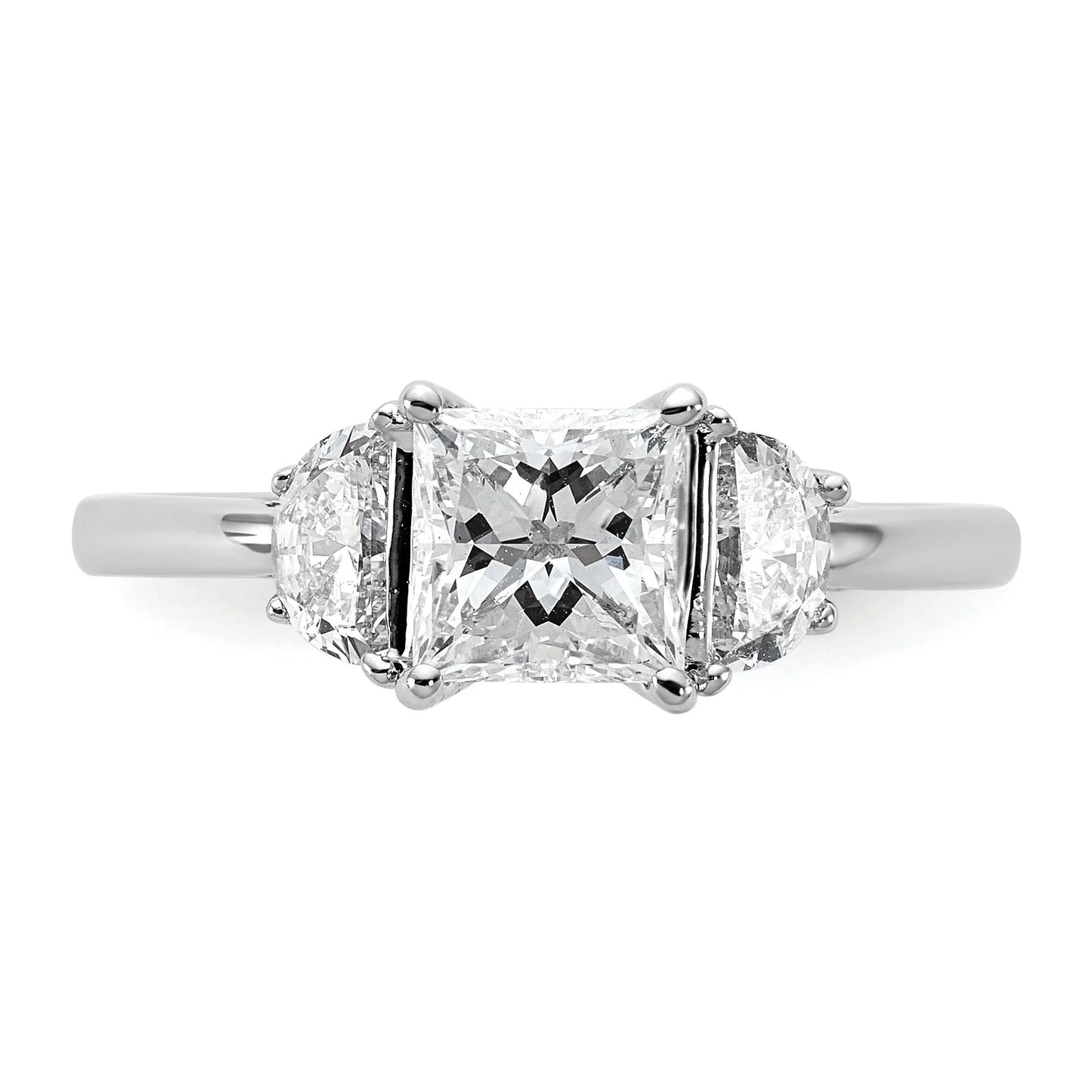Lab Grown Diamond Princess and Half-moon 3-Stone Bridal Ring