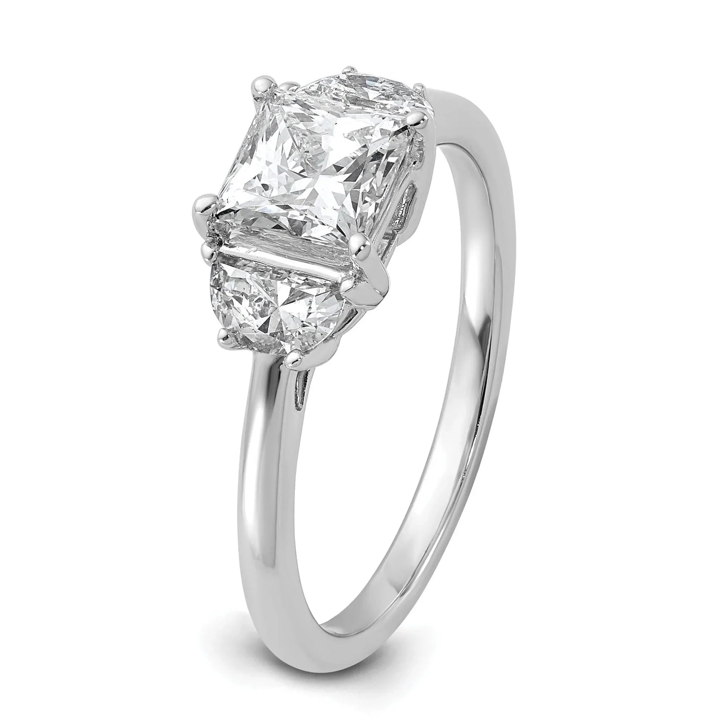 Lab Grown Diamond Princess and Half-moon 3-Stone Bridal Ring