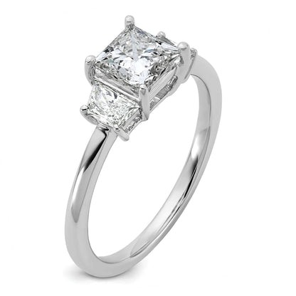 14K White Gold Lab Grown Diamond Princess & Trapezoid 3-Stone Bridal Rings