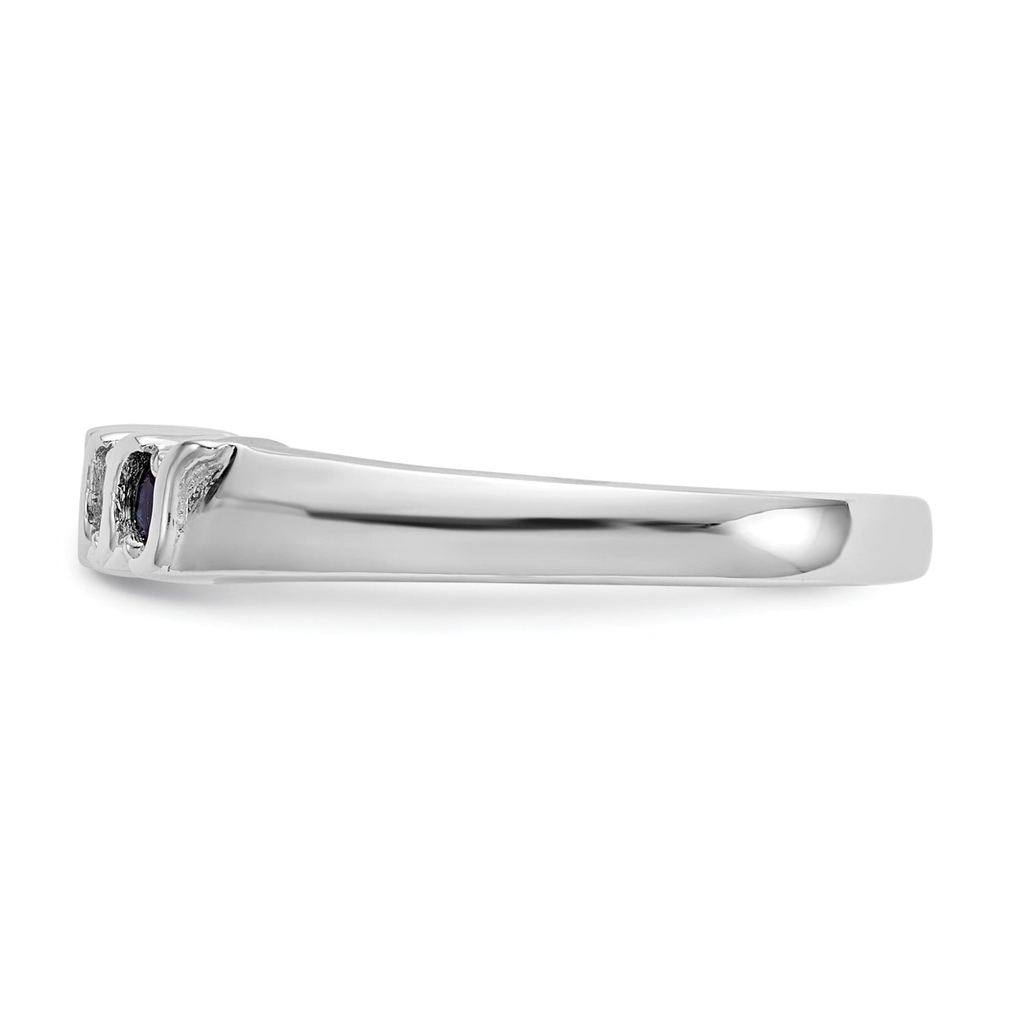 Round Sapphire Diamond Prong 10K Gold Five Stone Ring