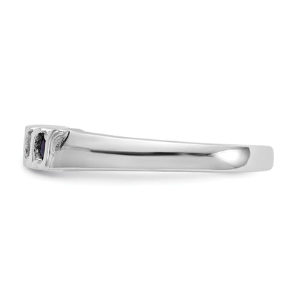 Round Sapphire Diamond Prong 10K Gold Five Stone Ring