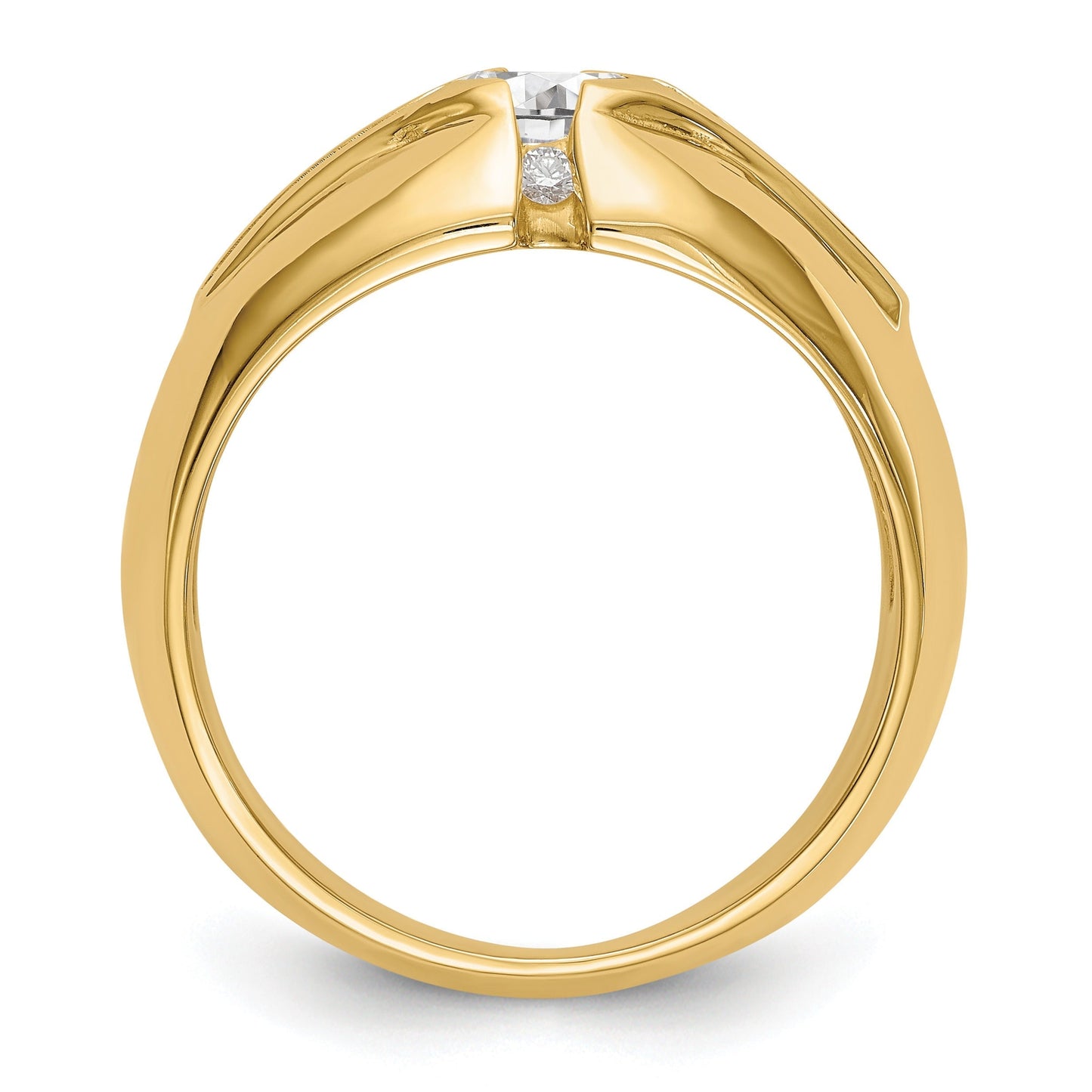 1/2 ct Lab Grown Diamond 5/8 ct Semi Mount Men's Ring 14k Yellow Gold