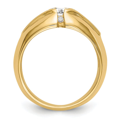 1/2 ct Lab Grown Diamond 5/8 ct Semi Mount Men's Ring 14k Yellow Gold