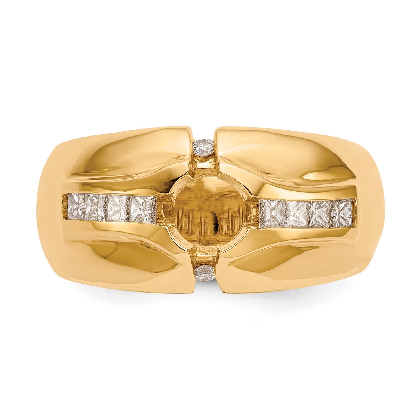 1/2 ct Lab Grown Diamond 5/8 ct Semi Mount Men's Ring 14k Yellow Gold