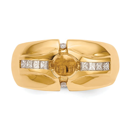 1/2 ct Lab Grown Diamond 5/8 ct Semi Mount Men's Ring 14k Yellow Gold