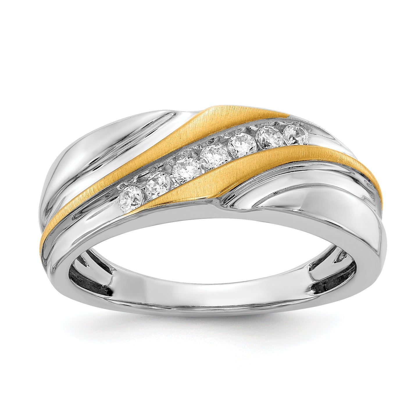 14k Two-tone 1/4 ct Lab Grown Diamond Seven Stone Men's Band Ring