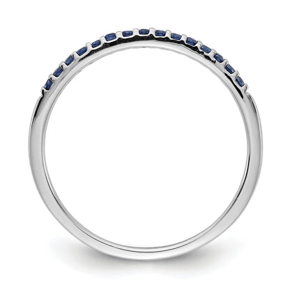 0.24 Ct Round Blue Sapphire Prong White Gold Half Eternity Ring