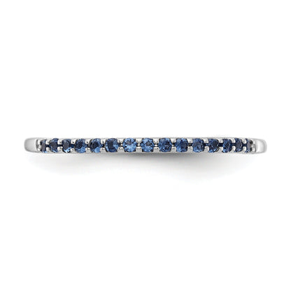 0.24 Ct Round Blue Sapphire Prong White Gold Half Eternity Ring