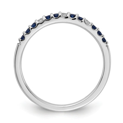0.3 Ct Round Blue Sapphire and Diamond White Gold Pave Half Eternity Ring