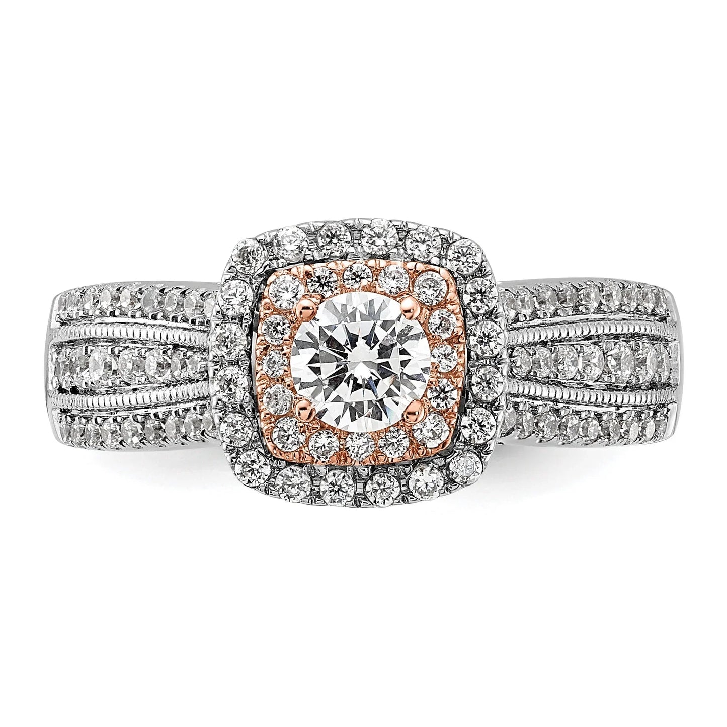 Two-Tone Eternal Promise Lab Grown Diamond Halo Complete Ring 0.87 ct