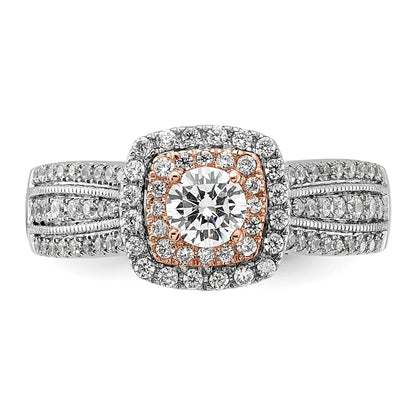 Two-Tone Eternal Promise Lab Grown Diamond Halo Complete Ring 0.87 ct