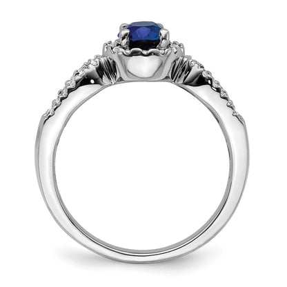 1.38 Ct Oval Blue Created Sapphire With Diamond Prong 14K Gold Engagement Halo Pave Ring