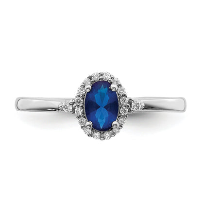 0.63 Ct Oval Blue Sapphire & Diamond Prong 14K White Gold Halo Ring