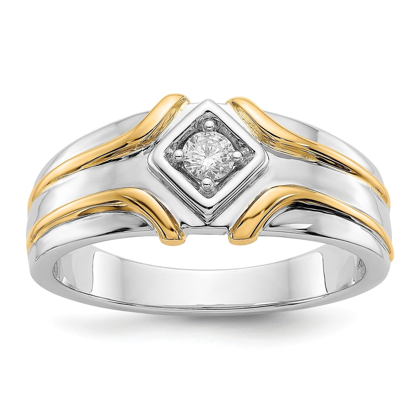 14k Two-Tone Lab Grown Diamond Men's Ring 1/6 ct