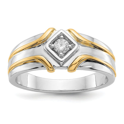 14k Two-Tone Lab Grown Diamond Men's Ring 1/6 ct