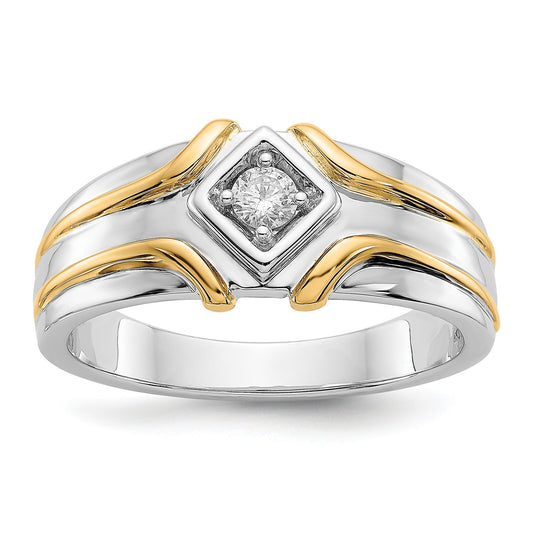 14k Two-Tone Lab Grown Diamond Men's Ring 1/6 ct