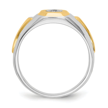 14k Two-Tone 1/10 ct Lab Grown Diamond Thick Band Men's Ring
