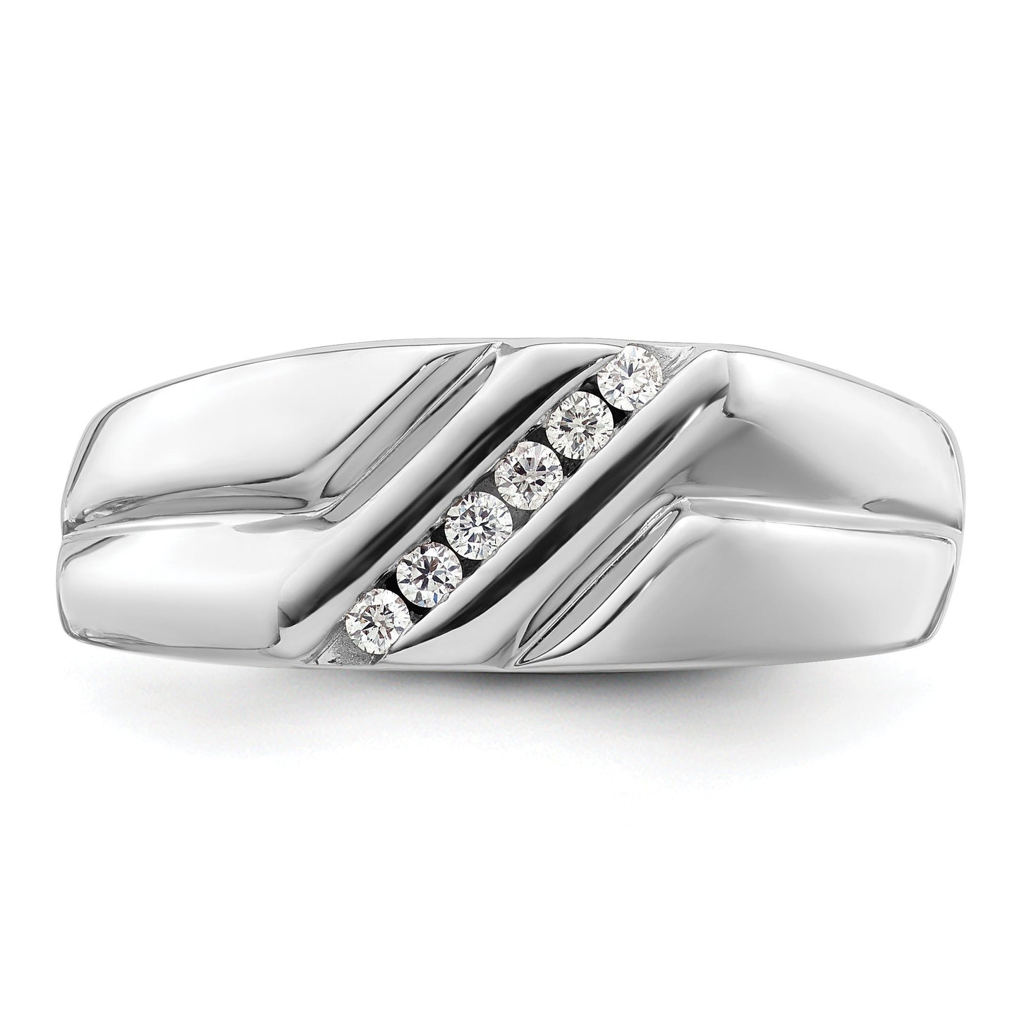 14k White Gold 1/6 ct Lab Grown Diamond Six Stone Men's Ring