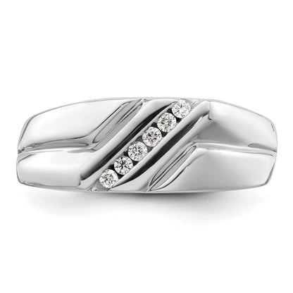 14k White Gold 1/6 ct Lab Grown Diamond Six Stone Men's Ring