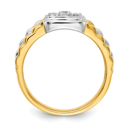 14k Two-Tone 3/8 ct Lab Grown Diamond Cluster Men's Ring