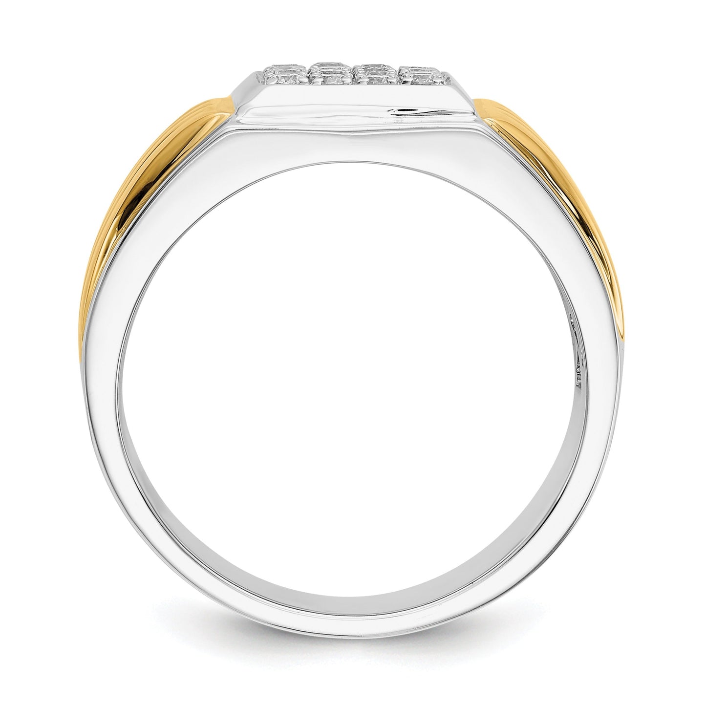 14k Two-Tone 3/8 ct Lab Grown Diamond Cluster Men's Ring