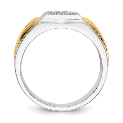 14k Two-Tone 3/8 ct Lab Grown Diamond Cluster Men's Ring