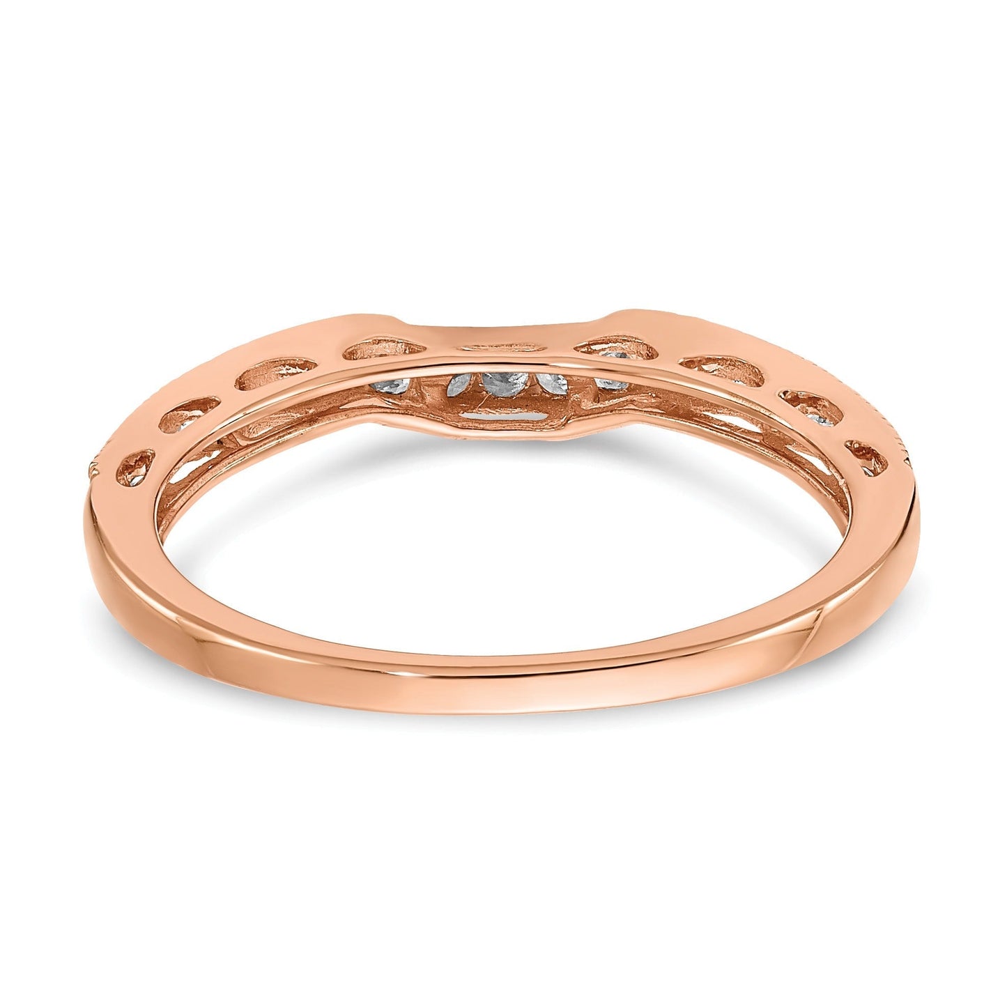 0.25 Ct Round Lab Diamond Channel 10K Rose Gold Curved Wedding Enhancer Band