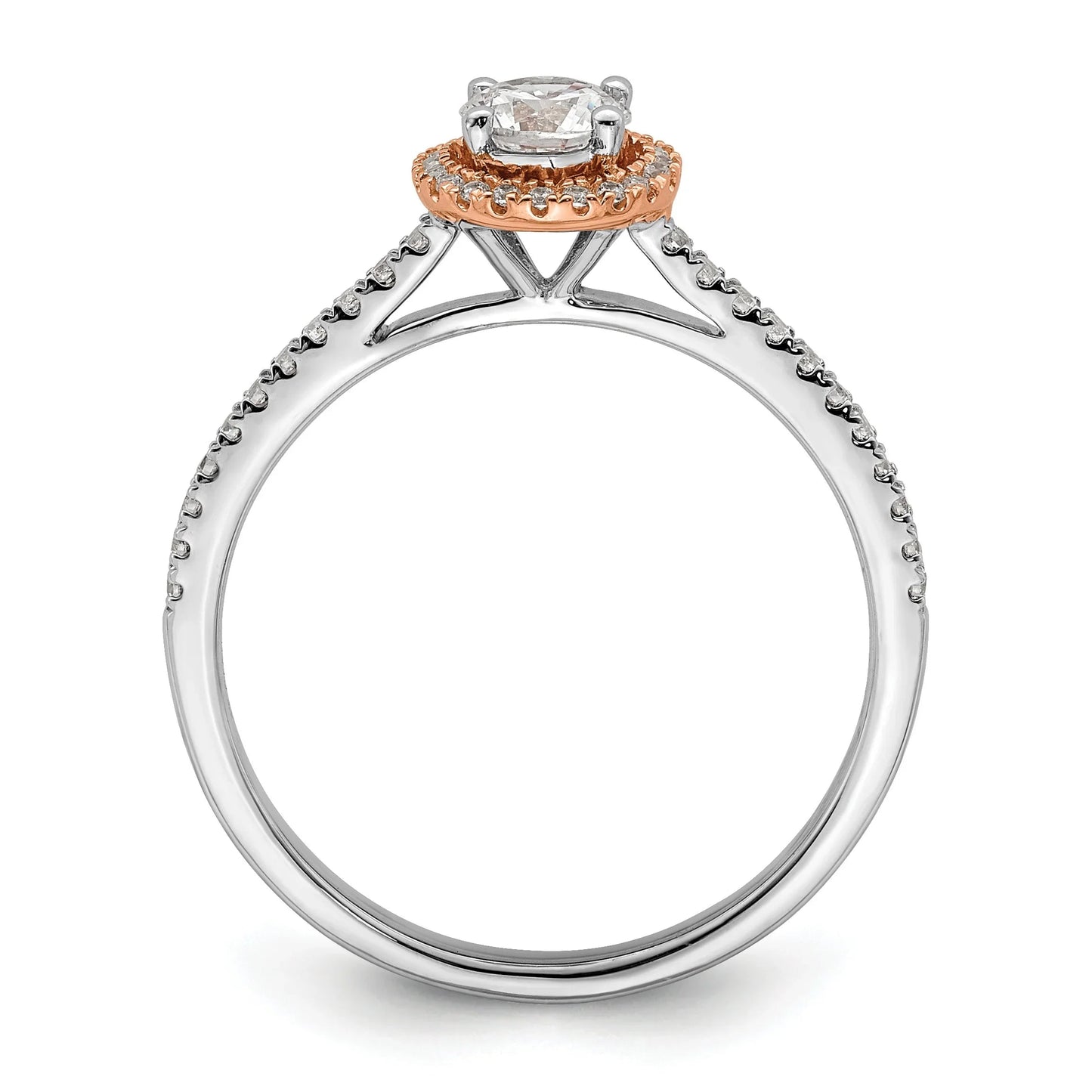 Two-Tone Gold Lab Grown Diamond Round Halo Pave Engagement Ring 0.5 ct