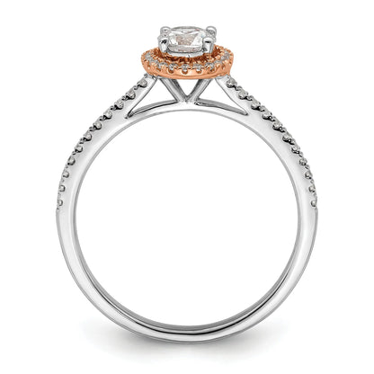 Two-Tone Gold Lab Grown Diamond Round Halo Pave Engagement Ring 0.5 ct