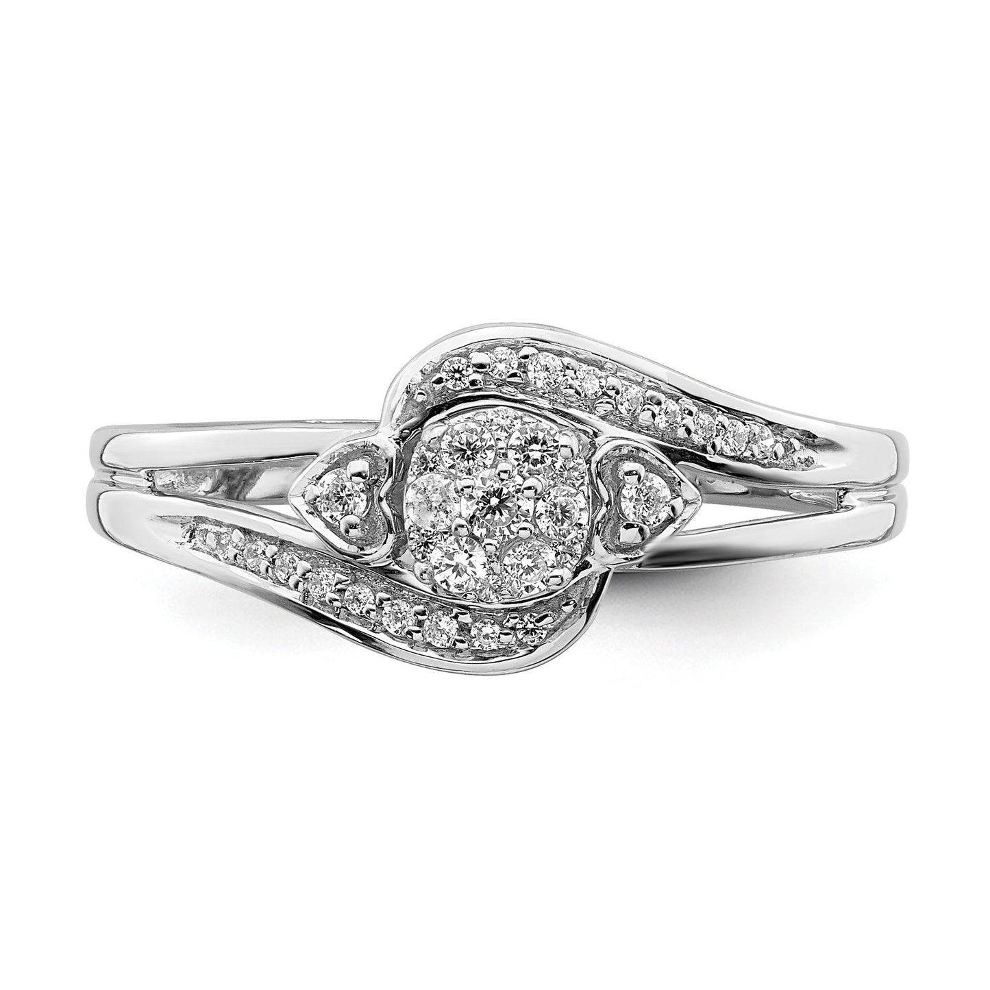 10K White Gold Lab Grown Diamond Cluster Engagement Ring 0.2 ct