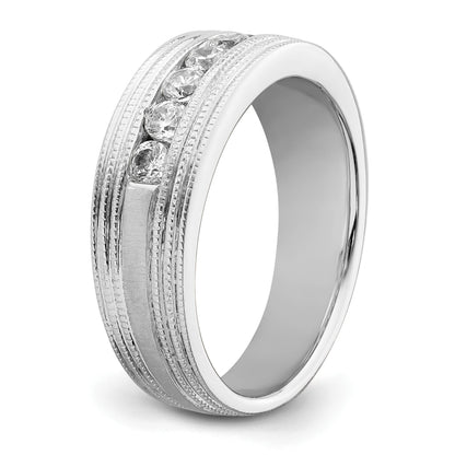 5/8 ct Lab Grown Diamond Seven Stone Men's Band Ring 14k White Gold