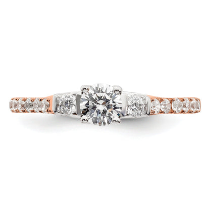 10k Rose Gold Lab Diamond Three Stone Pave Engagement Ring 3/4 carat