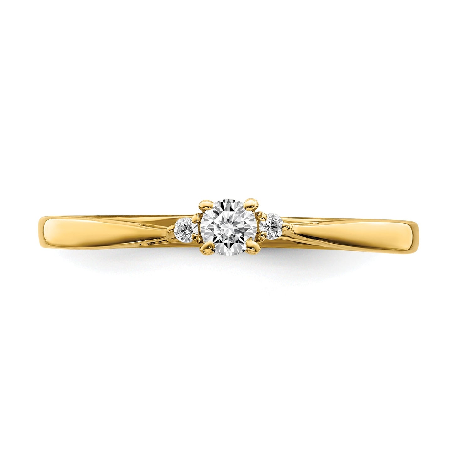 14k Gold Lab Grown Diamond Petite Three Stone Engagement Ring 1/8 carat