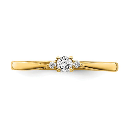14k Gold Lab Grown Diamond Petite Three Stone Engagement Ring 1/8 carat