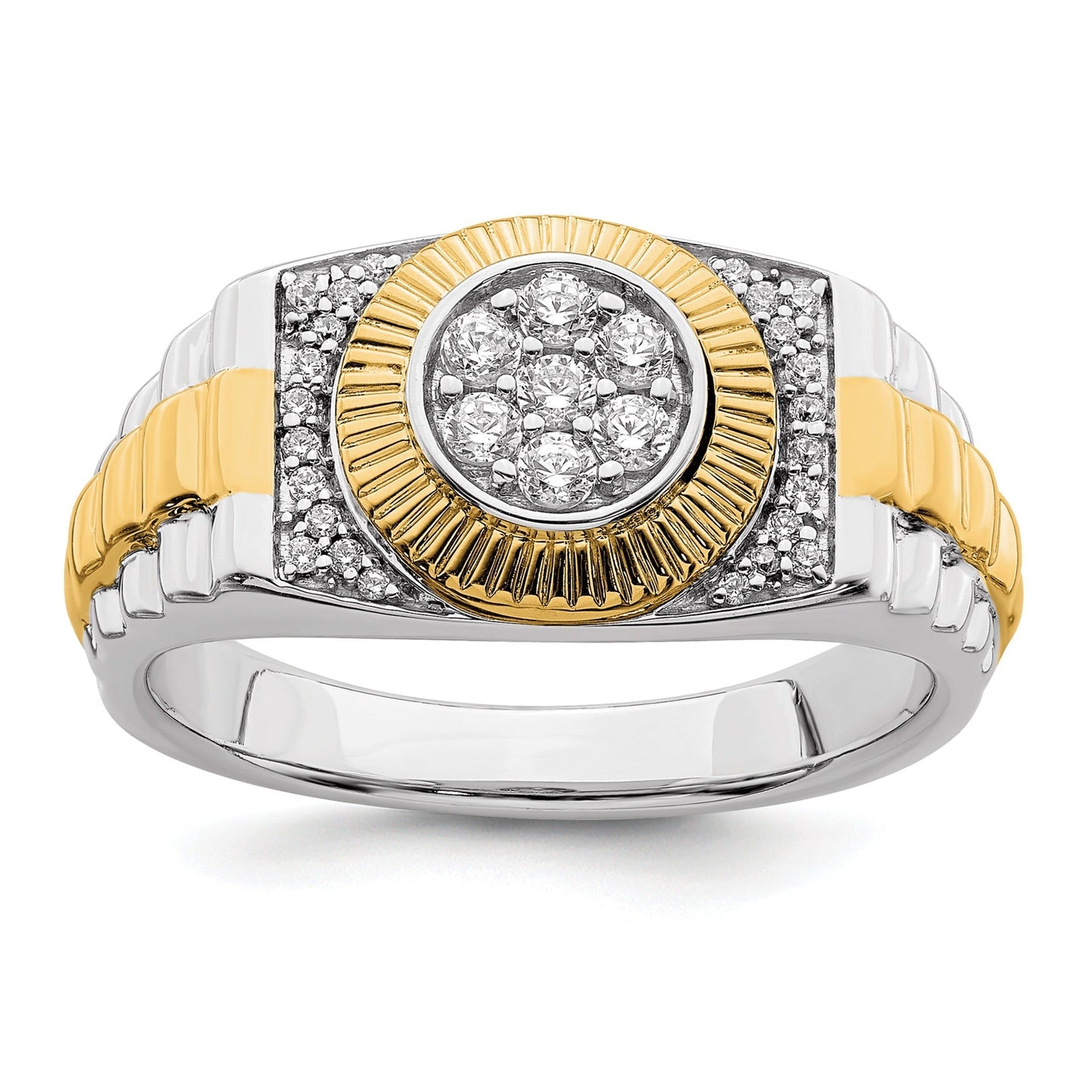 10k Two-Tone 1/3 ct Lab Grown Diamond Cluster Men's Ring