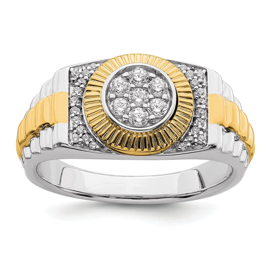 10k Two-Tone 1/3 ct Lab Grown Diamond Cluster Men's Ring