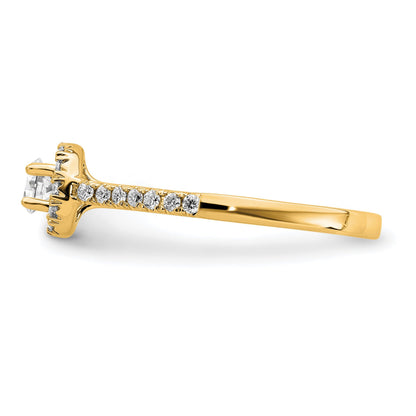14k Yellow Gold Round Lab Grown Diamond Halo Engagement Ring 0.75 Ct