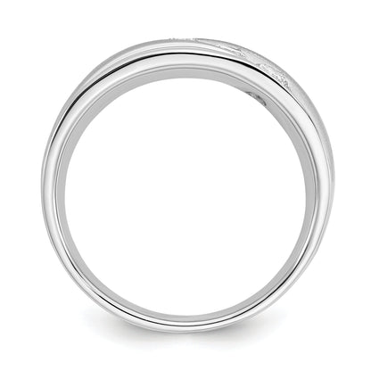 5/8 ct Lab Diamond Three Stone Wedding Bands Men's Ring 14k White Gold