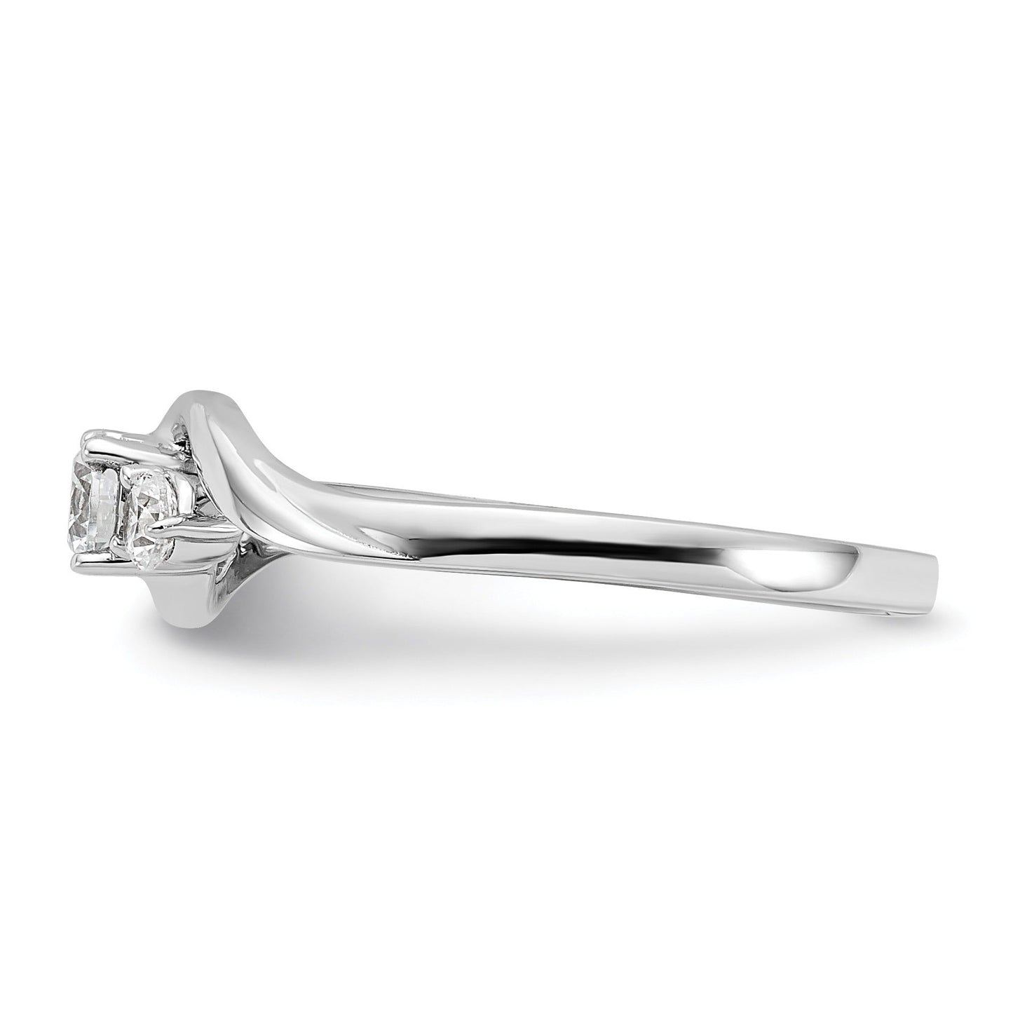 14K White Gold Lab Grown Diamond Petite Round Three Stone Ring 0.33 Ct