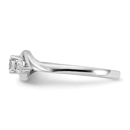 14K White Gold Lab Grown Diamond Petite Round Three Stone Ring 0.33 Ct