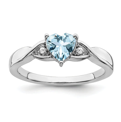 0.77 Ct Heart Gemstone and White Diamond Prong Silver Three Stone Twisted Band Ring